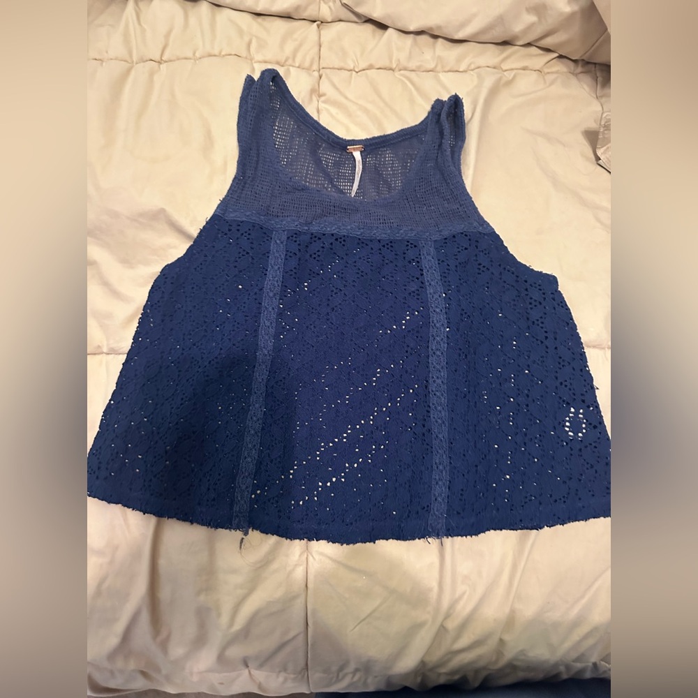 Free People Blue Cropped Sleeveless Top